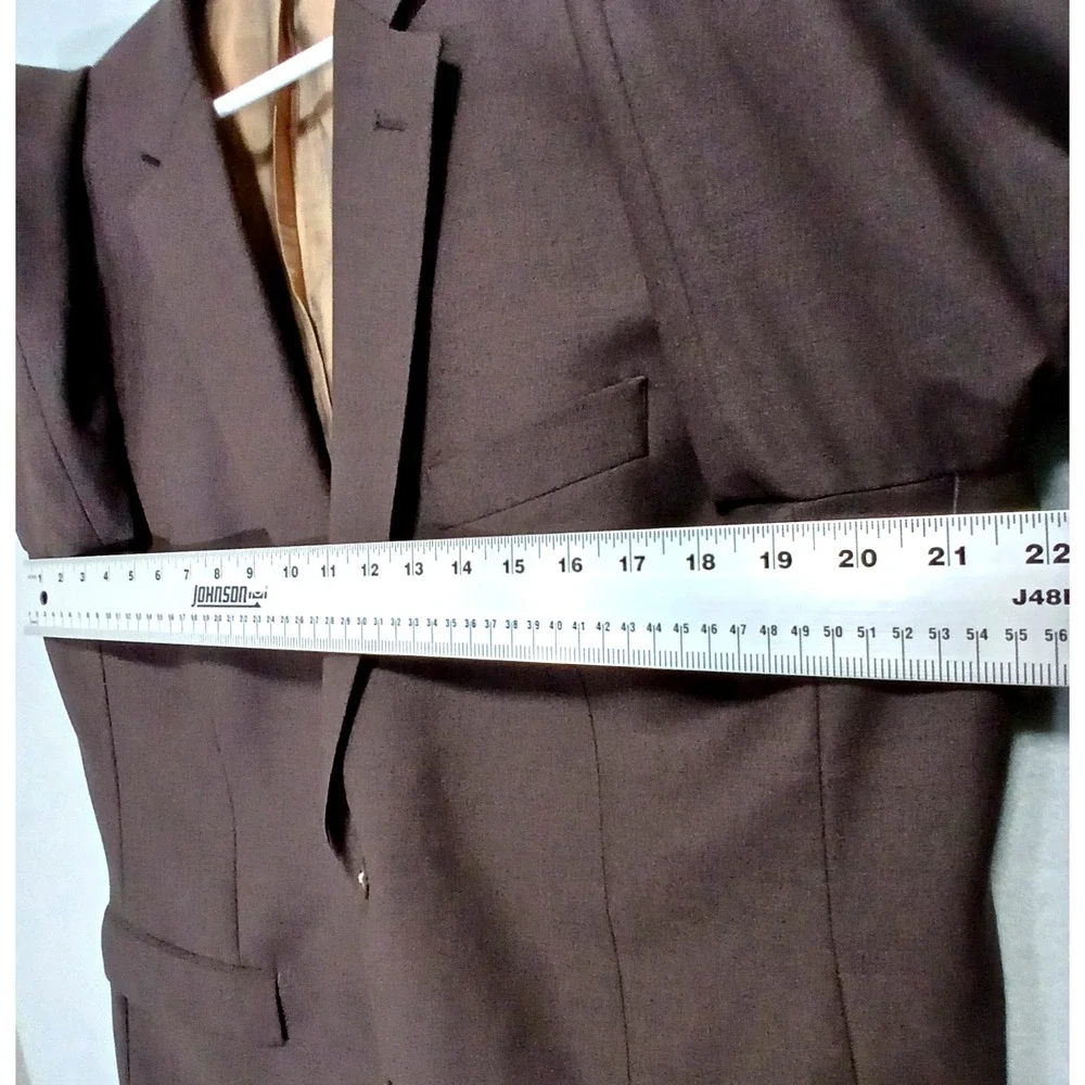 Tiglio Luxe‎ Sport Coat 48 Lana Merinos Extra Fine Super 150s Wool Brown Blazer